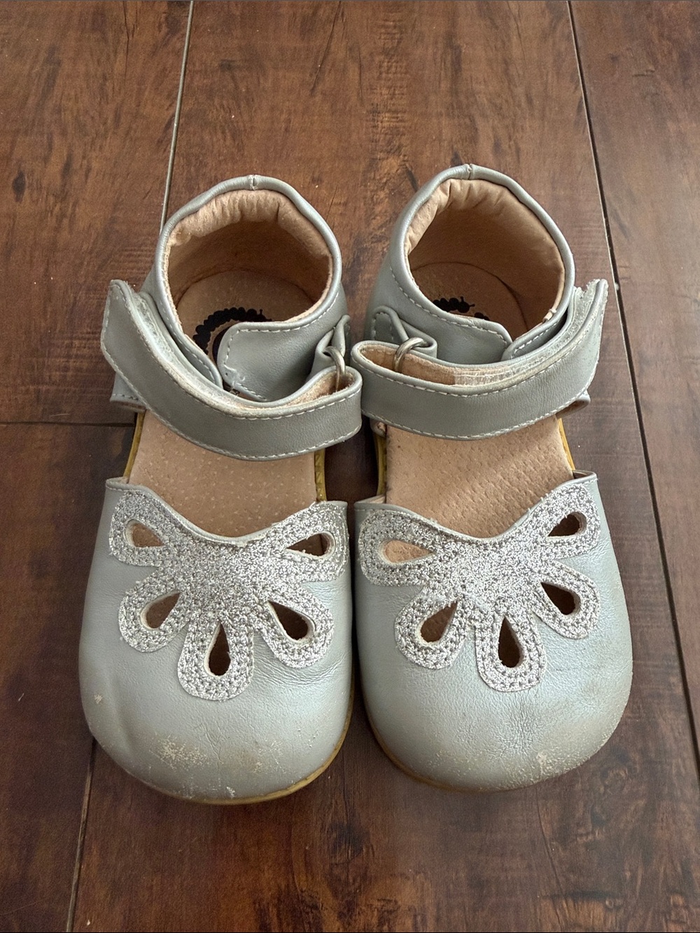 Livie & Luca Silver Glitter Cutout Mary Janes for Kids